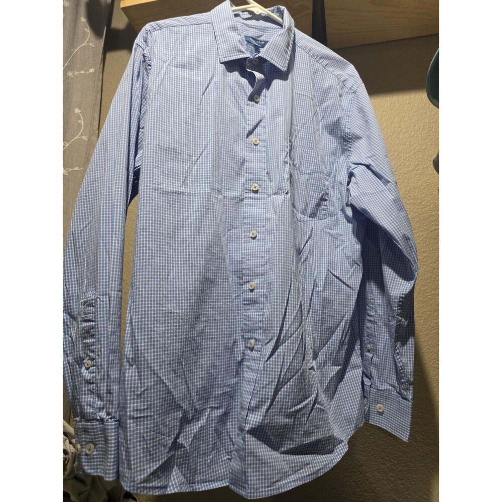 Cole Haan Blue Long Sleeve Cotton Nylon Collared Button Up Shirt Men's XL